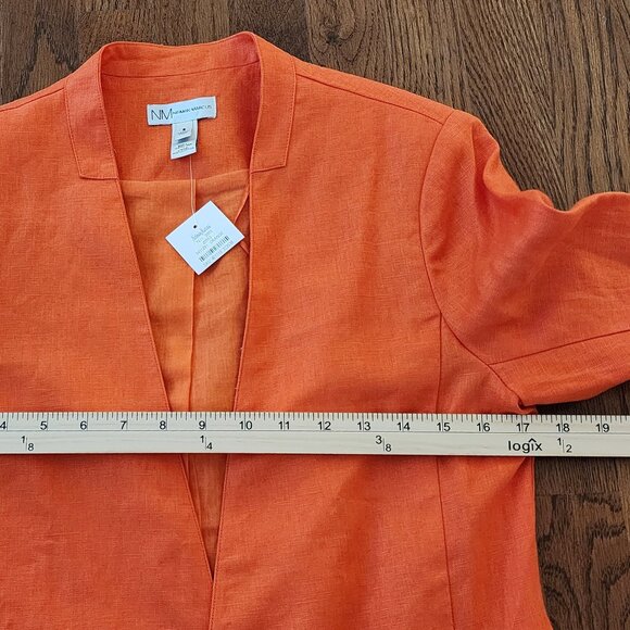 Neiman Marcus Blazer Bright Orange 100% Linen Open Front Women's Size Small - Picture 10 of 10